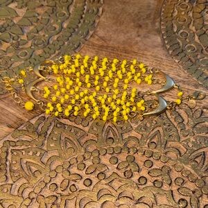 Vintage Stamped DAVID AUBREY Gold Tone Yellow Beads 15 Strands Bracelet